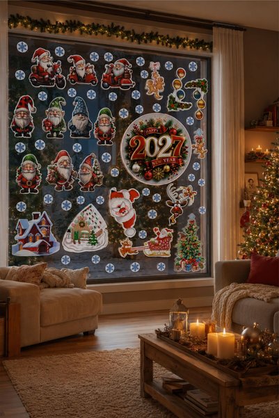 Göktuğ Hediyelik New Year 2026 Sticker - Wall Glass Kids Room Sticker Set (10...
