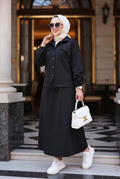 N.S NEVA STYLE طقم ملابس إسلامية سوداء مكون من قطعتين مع تنورة 56731S