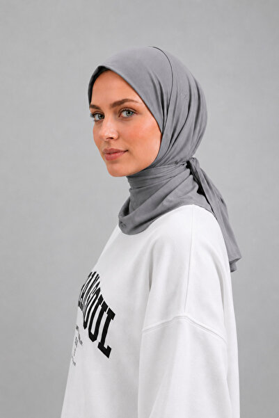 Merve Nayir Gray Athletic Hijab Sports Headscarf - Suitable for Daily and Tra...