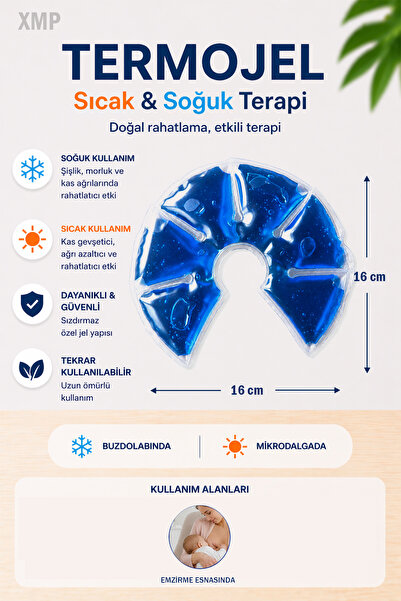 XMP Sıcak Soğuk Göğüs Terapisi, Termojel, Lacivert Şeffaf Buz Jel, 1 Çift