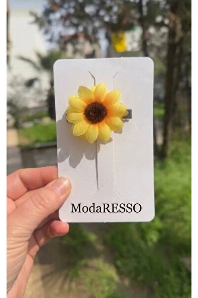 ModaRESSO Papatya Klipsli 1 Adet Sarı Toka (3 cm metal pens toka) - kilips Pa...