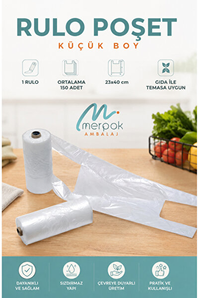 Merpak Ambalaj Rulo Poşet 3'lü Set (KÜÇÜK, ORTA, BÜYÜK) Hışır Atlet Market Manav Poşeti Çöp Poşeti