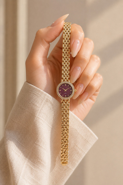 Boris Accessory ساعة يد نسائية أنيقة ورائعة، سوار معدني شبكي ذهبي اللون، إطار...