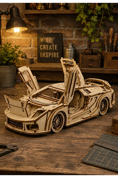 Home Ahşap Dekoratif- 204 Parça 3d Puzzle- Lamborghini Spor Araba Maketi