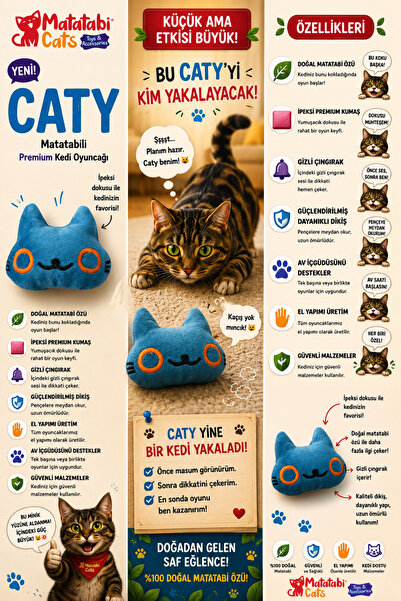 MATATABİ CATS لعبة قطط قطيفة من كاتي - خشخيشة، مكونات ماتاتابي
