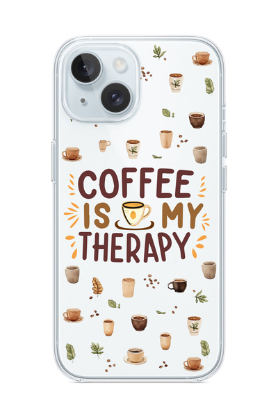 3GEN CASE iPhone 13/iPhone 14 Uyumlu Coffee Desenli Şeffaf Silikon Kılıf