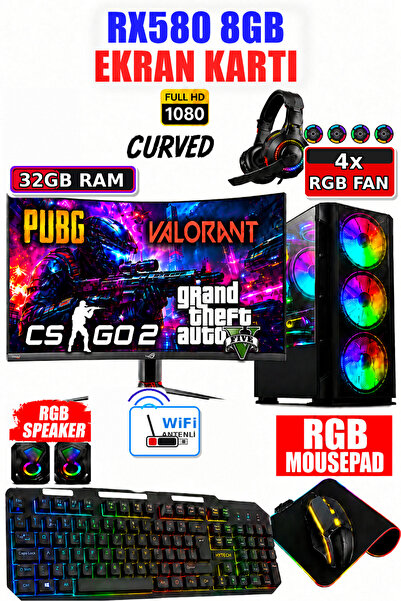 Dmc Nx52 Windows 11 Ryzen 5 5500 32GB RAM 1TB SSD RX580 8GB 24"Curved Oyuncu ...