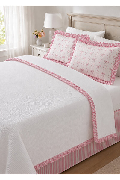 GÖRMEZ TEKSTİL Double Ruffled Bow 100% Cotton Pique Set