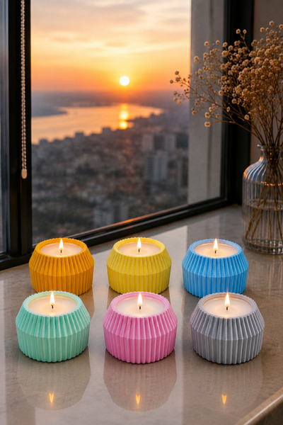 NİVORA HOME 6'lı Gökkuşağı Renkli Dekoratif Mum Seti – Modern Ev Dekorasyonu