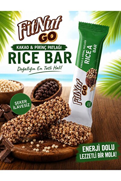 FitNut Kakaolu Pirinç Patlaklı Bar 20g Rice Bar