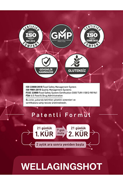 DAILYSHOT WellagingShot Seramid, Elastin, Hyaluronik Asit, Resveratrol, Kolajen İçeren Gıda Takviyesi – 21 Shot