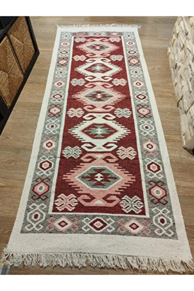 OEM Covor tradițional, 80 x 200 cm, roșu și crem, model SPIC DE GRAU (Spic de...