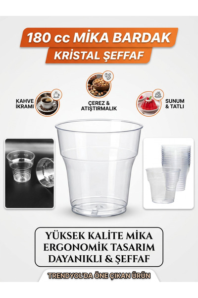 maycup Şeffaf Kristal Mika Ekstra Sert Plastik Bardak 500 Adet 180 CC Maycup