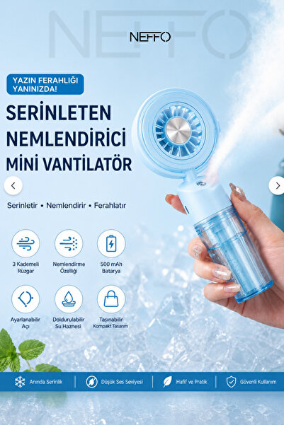 NEFFO Taşınabilir Püskürtmeli Mini Fan Vantilatör 3 Kademeli Güçlü Sprey Fan ...