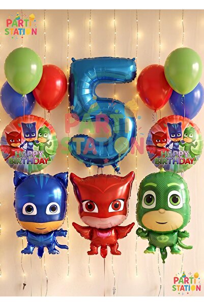 Parti Station Pijamaskeliler 5 Yaş Balon Seti Pjmasks Konsept Helyum Balon Se...