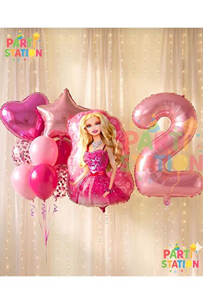 Parti Station Barbie 2 Yaş Balon Seti Barbie Konsept Parti Barbie Pembe Doğum...