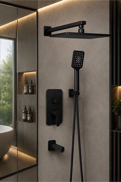 FAWER Faucet & Shower FAWER SİYAH ANKASTRE DUŞ SETİ 3 YÖNLÜ SOFT TOUCH - FULL...