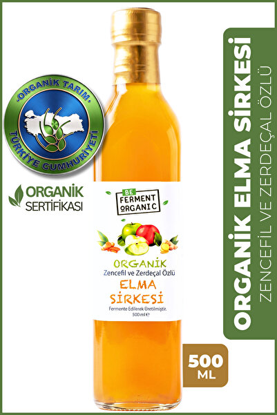 BE FERMENT Organik Elma Sirkesi | Bal, Propolis, Zencefilli ve Zerdeçallı Elm...