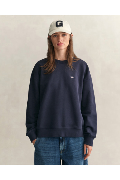 Gant Kadın Lacivert Relaxed Fit Bisiklet Yaka Sweatshirt
