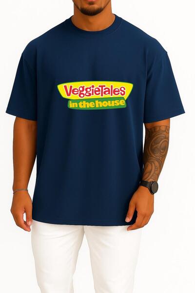 Bahriyeli Collection قصة فضفاضة تي شيرت Veggietales İn The House بتصميم صدر ل...