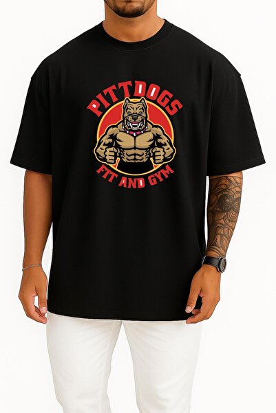 Bahriyeli Collection Oversized Pıttdogs Fit and Gym Chest and Back Printed Un...