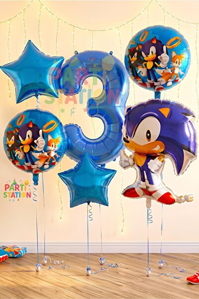 Parti Station Kirpi Sonic Konsept 3 Yaş Balon Set Sonic Doğum Günü Balon Set