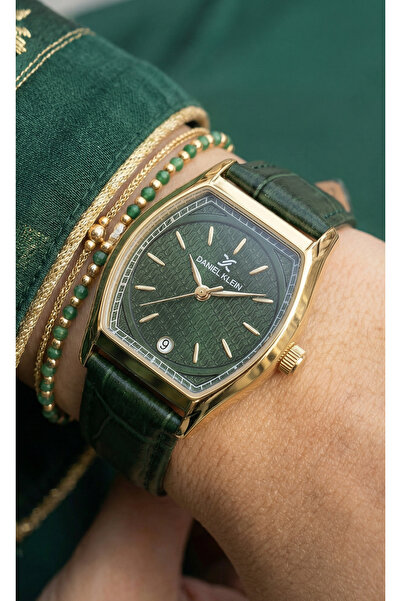 Daniel Klein Premium Dark Green Leather Watch for Women DK.1.14152-4