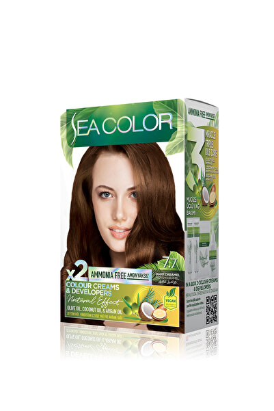 Sea Color Natural Effect Set Saç Boyası Amonyaksız 7.7 Koyu Karamel