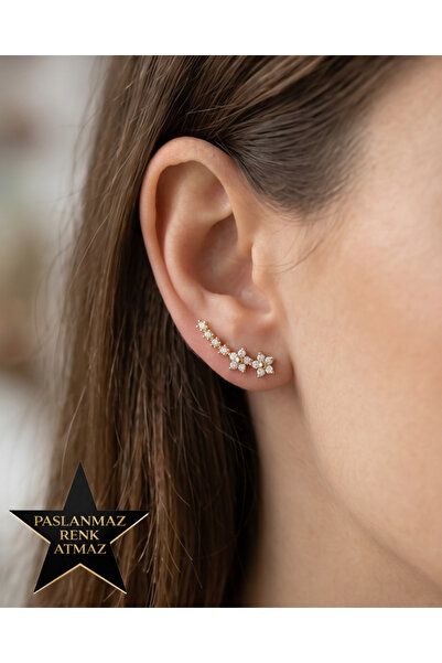 XUPING JEWELRY Xuping 14K Altın Renginde Zirkon Taşlı Akan Yıldız Kararmaz Ka...