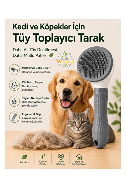 VETUGEN Hair Removal Comb for Cats and Dogs (Gray)