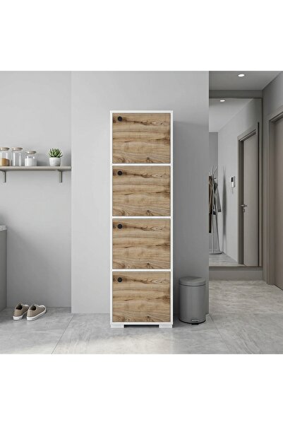 Ninnimo 4 Bölmeli Beyaz Mdf Çok Amaçlı Dolap Erzak Dolabı Banyo Dolabı Kiler ...