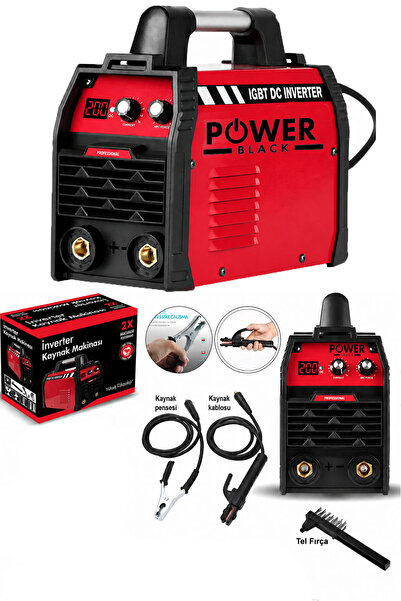 POWER BLACK Inventör 200 Amper Profesyonel Dijital Göstergeli Kaynak Makinesi