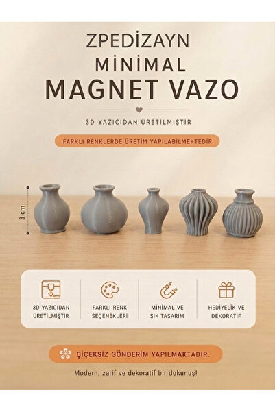 zpedizayn Magnet Saksı Buzdolabı Mıknatıslı Dekoratif Mini Saksı