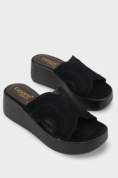 Capone Outfitters Hakiki Deri Süet Dolgu Topuklu Kadın Sandalet