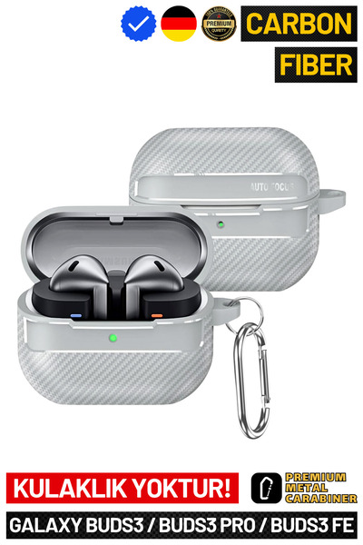 EWEC Galaxy Buds3, Buds3 Pro ve Buds3 FE Uyumlu Karbon Fiber Hybrid Polymer T...