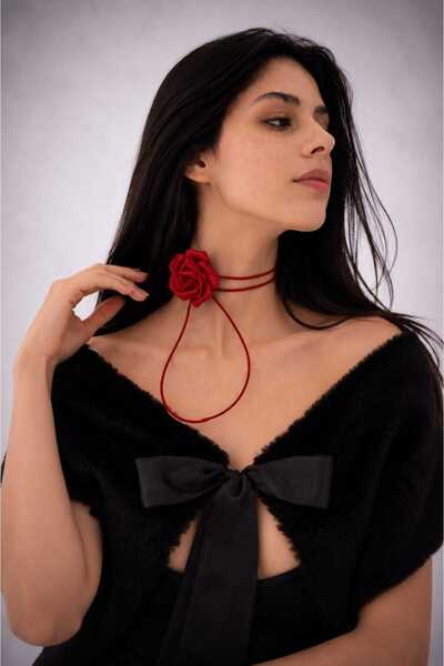 Sed da Exclusive Red Necklace Neck Flower, Collar Necklace, Rose Necklace, Fl...