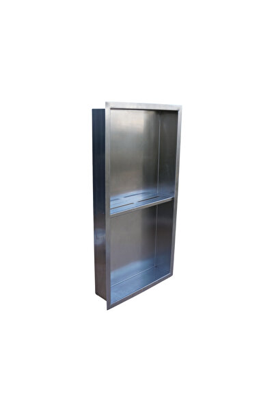 Banyo Niş Raflı Satine Krom 60cmx30cmx8cm Paslanmaz Çelik