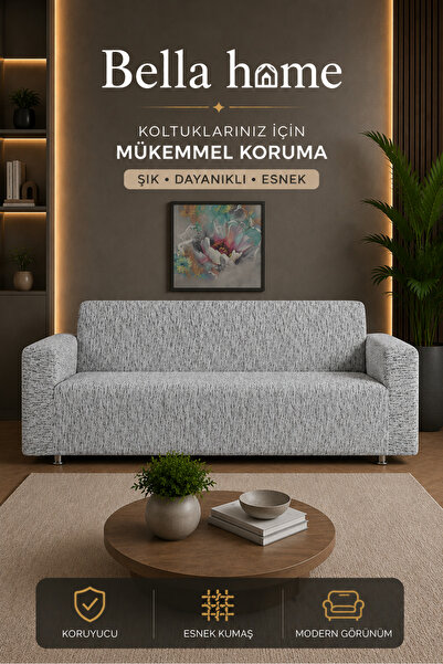 Bella Home Altınkoza Maxi Style Stretch Sofa Cover (3+3+1+1) - Stretch Fabric...