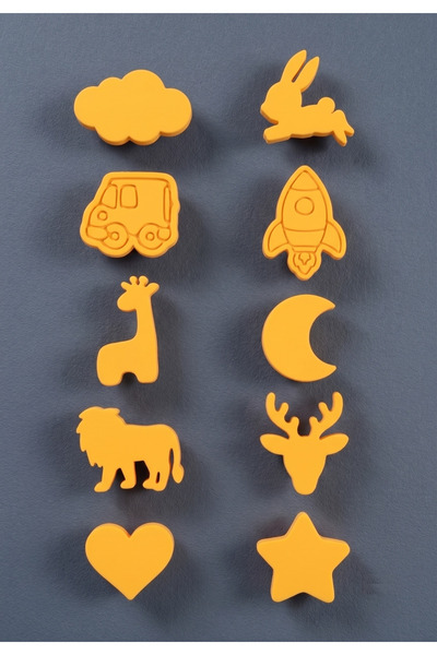 Baylin3D Yellow 10-Piece Children's Room Cabinet Drawer Handle Set - Mixed Fi...