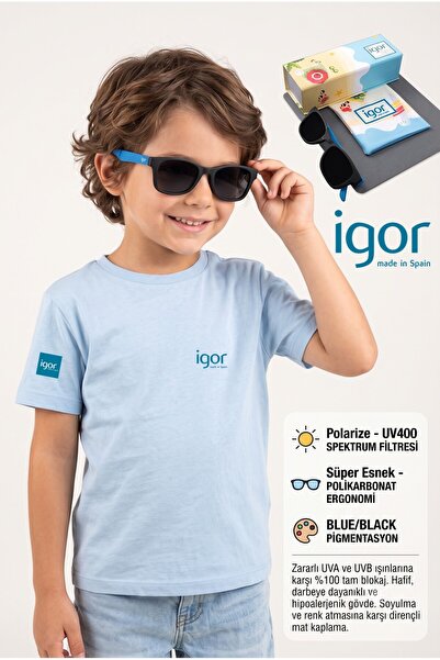 IGOR COLLEGE UV PROTECTED UNBREAKABLE SUNGLASSES BLACK-BLUE