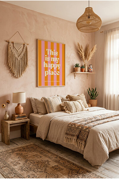 Creatick Design This Is My Happy Place Yazılı Dekoratif Tablo Ahşap Çerçeveli...