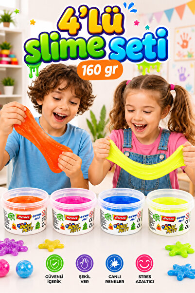 HEROES 170 Gr Slime Seti - Ele Yapışmayan Pofuduk Slaym Eğitici Oyun Jeli Haz...