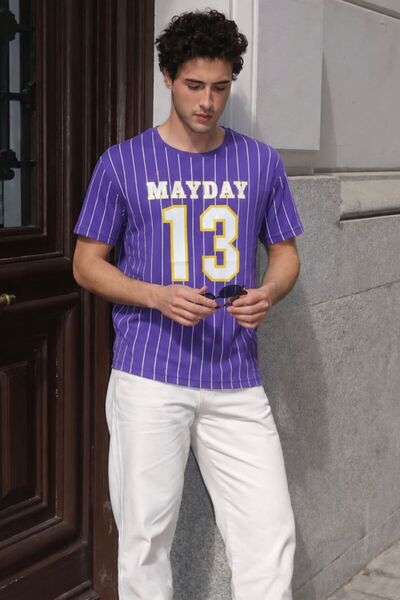 Madmext T-Shirt με στάμπα σε μοβ γραμμή 3008