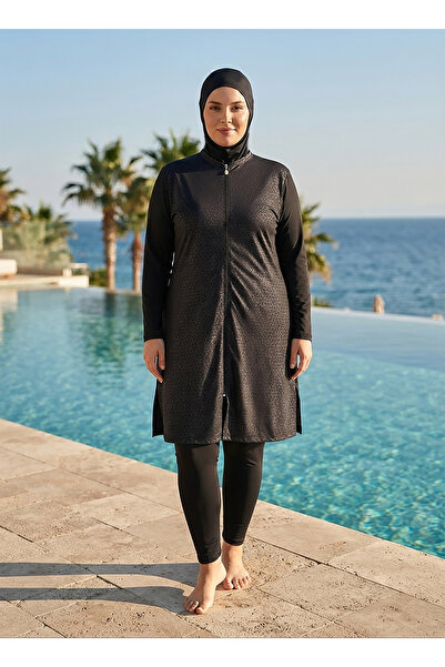 TESMAY Plus Size Full Coverage Turtleneck Swimsuit
