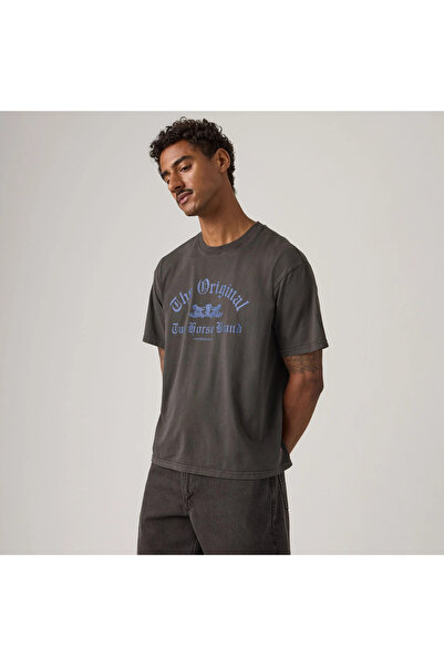 Levi's Erkek Grafik Desenli Bol Kesim Gri Tişört - 004H0-0017