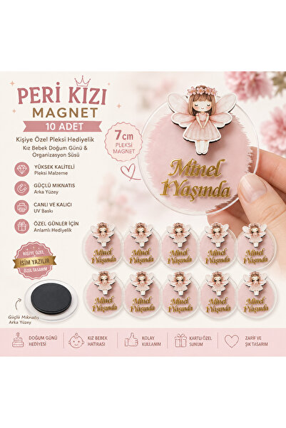 Pass Pano Peri Kızı Magnet 7 cm | Kişiye Özel Pleksi Hediyelik | Kız Bebek Do...