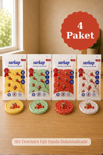 Sarkap Hijyenik Paketli 4'lü 82 mm Kapak - Domates Kavanozu Seri