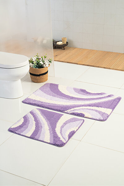 Moda Dekor Milenyum Helz Liliac 60x100 - 60x50 Cm Set 2 Covorașe de baie