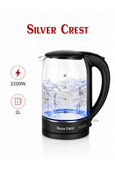 Silver Crest غلاية زجاجية بقوة 2200 واط مع إضاءة - سعة 2 لتر تسخين سريع للمنز...