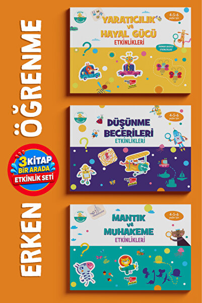 Dikkat Atölyesi Yayınları Okul Öncesi 4-6 Yaş Evde 3'lü Etkinlik Set